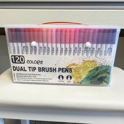 Набір лінерів 120 шт. Dual Tip Brush Pens на водній основі двосторонні  