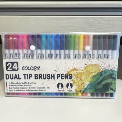 Набір лінерів 24 шт. Dual Tip Brush Pens на водній основі двосторонні  