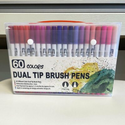 Набір лінерів 60 шт. Dual Tip Brush Pens на водній основі двосторонні  
