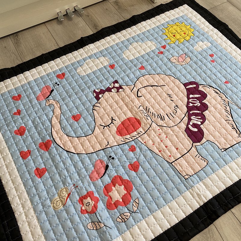 Тканинний килим в дитячу "Милий слоник" — 195x145x1,5 см  