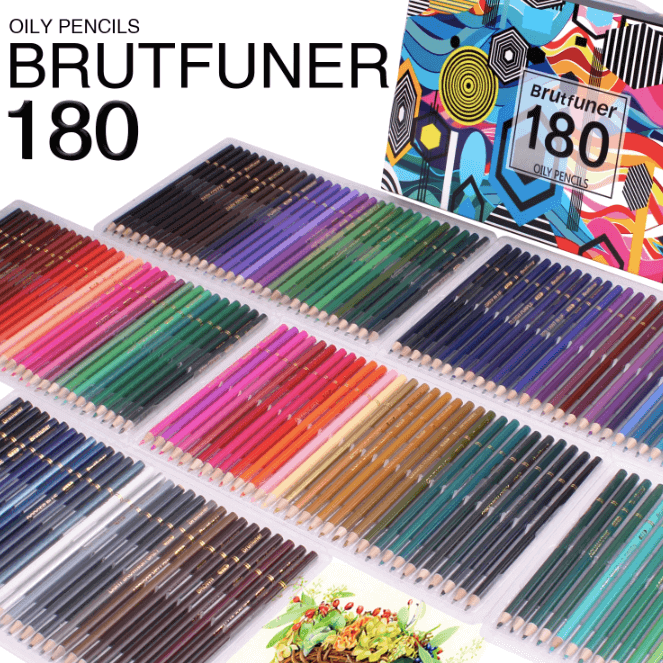 Подарунковий набір кольорових масляних олівців Brutfuner 180 шт. кольорові  
