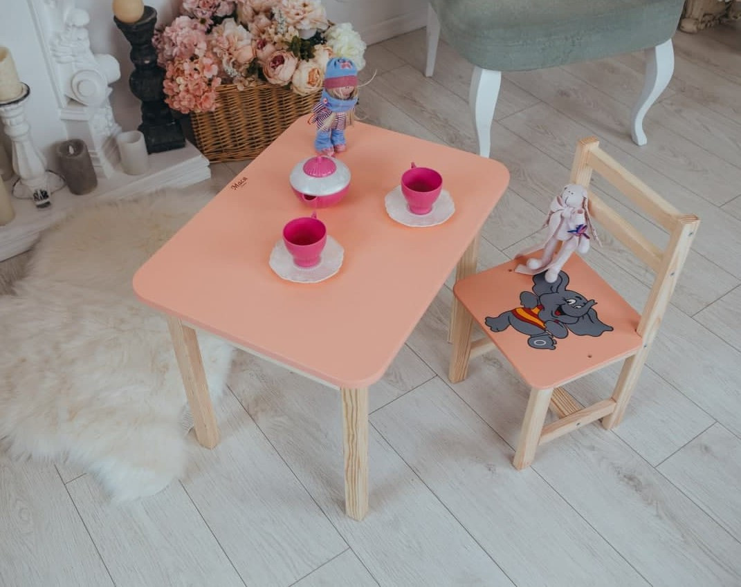 Дитячий стіл і стілець. Для навчання, малювання, гри. Стіл із шухлядою та стільчик.  